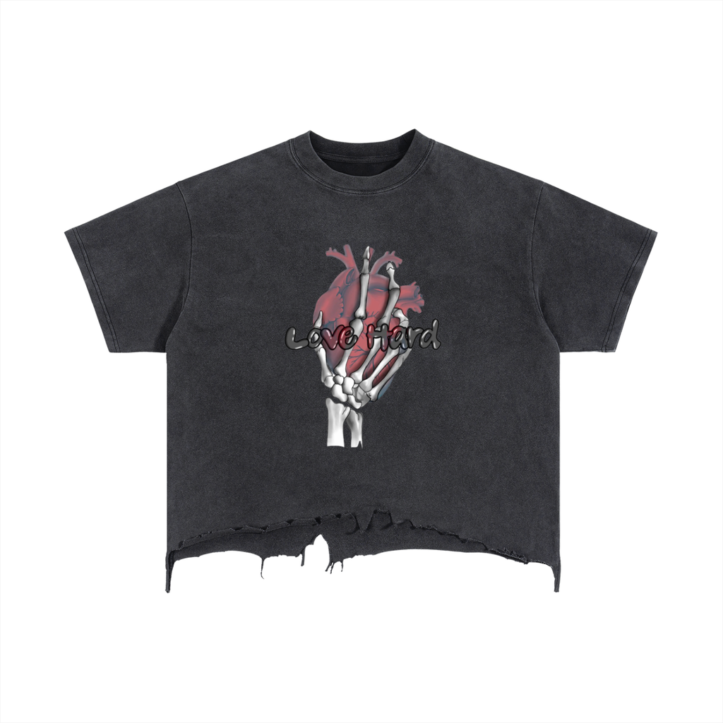 Vintage Wash Boxy Distressed Hem T-Shirt