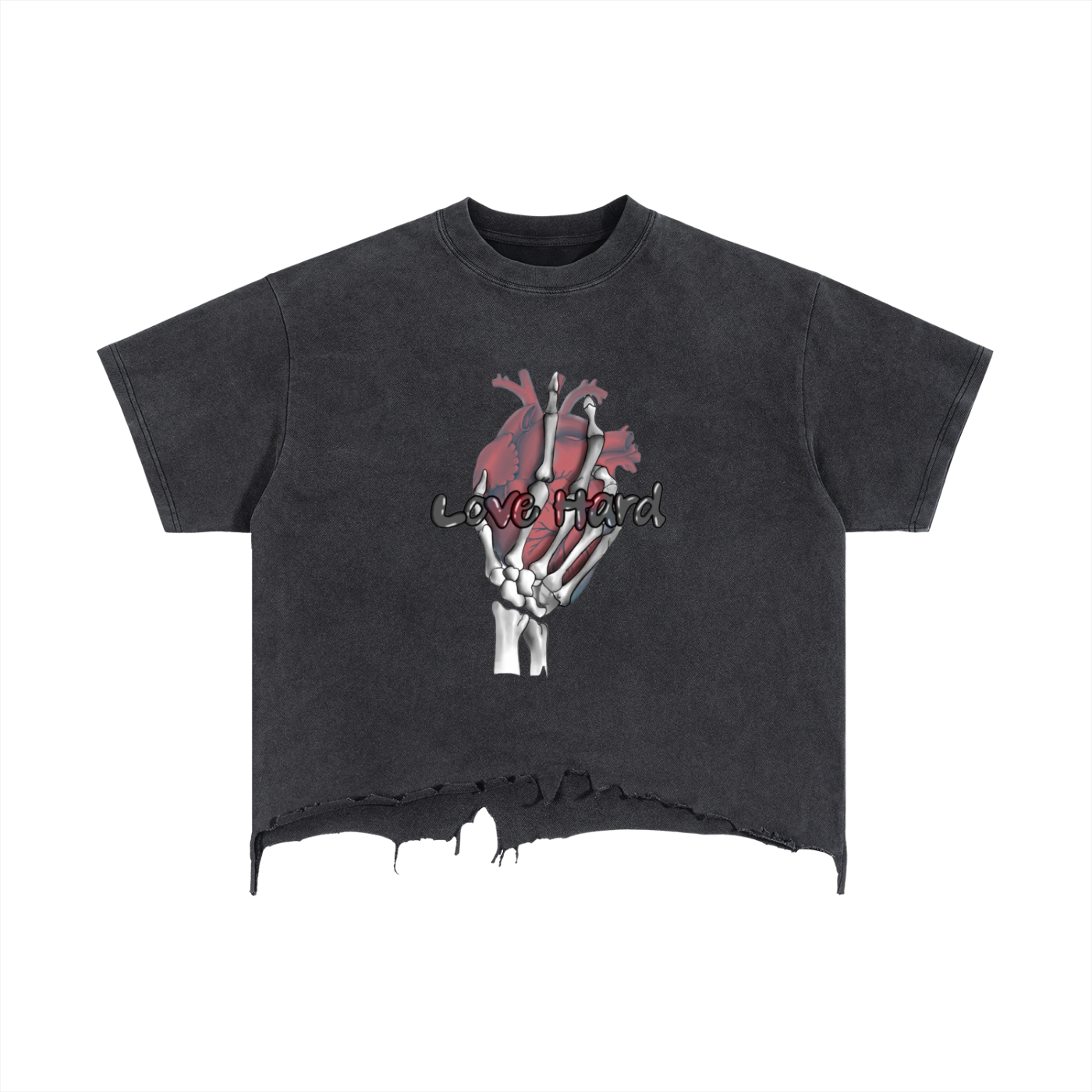 Vintage Wash Boxy Distressed Hem T-Shirt