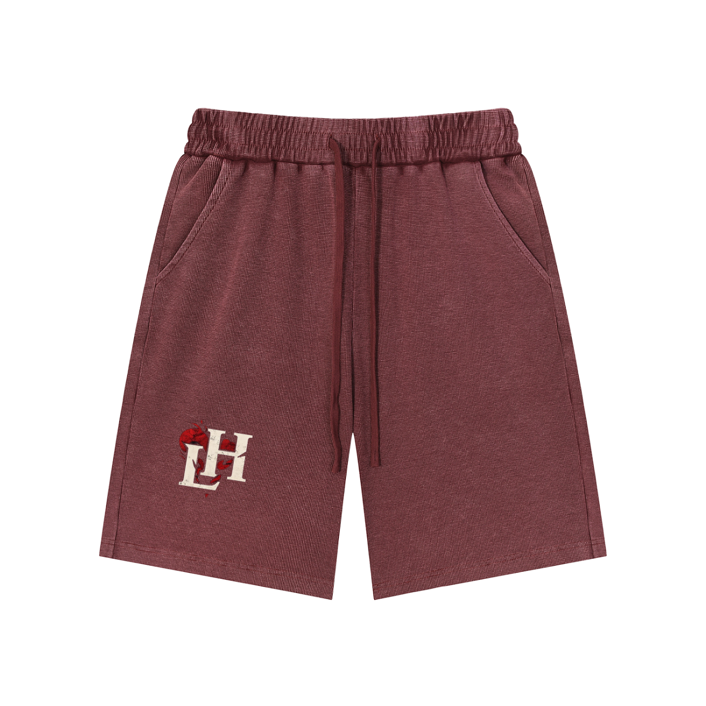 Men Mineral Wash Waffle Knit Shorts