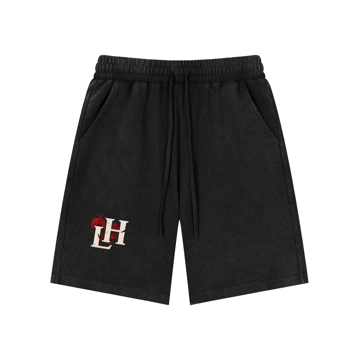 Men Mineral Wash Waffle Knit Shorts