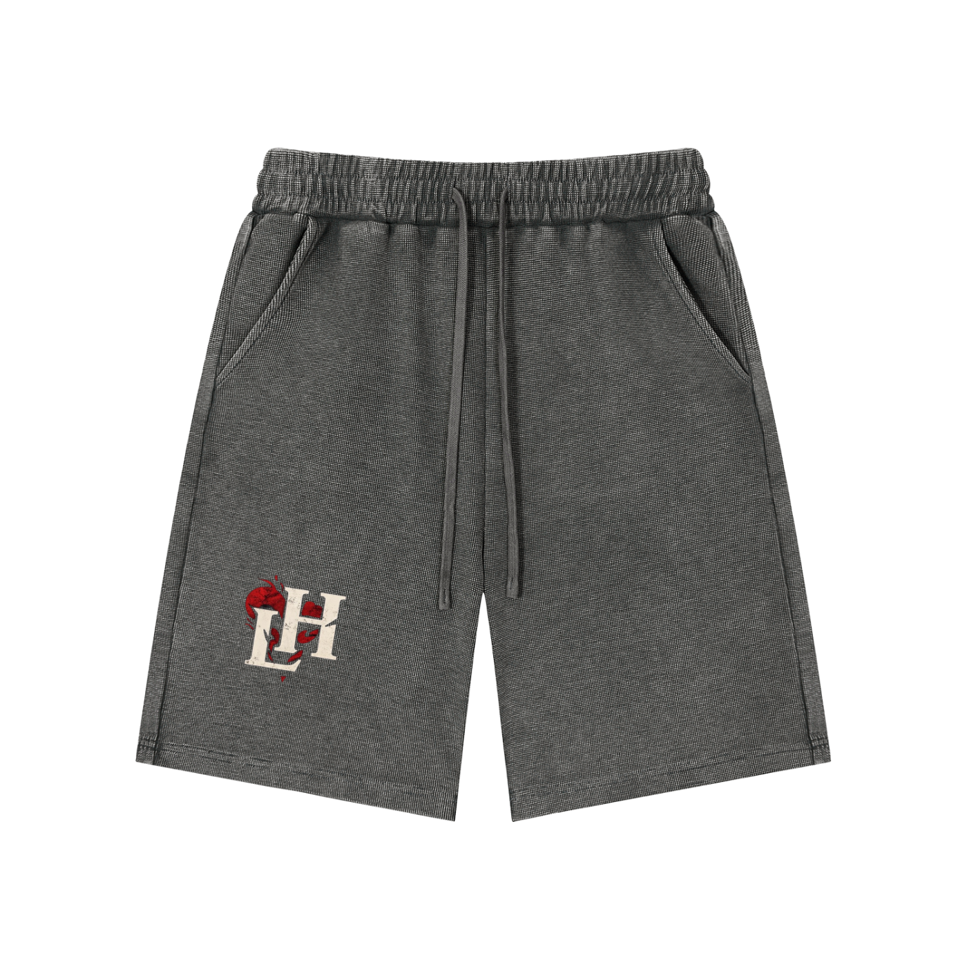 Men Mineral Wash Waffle Knit Shorts