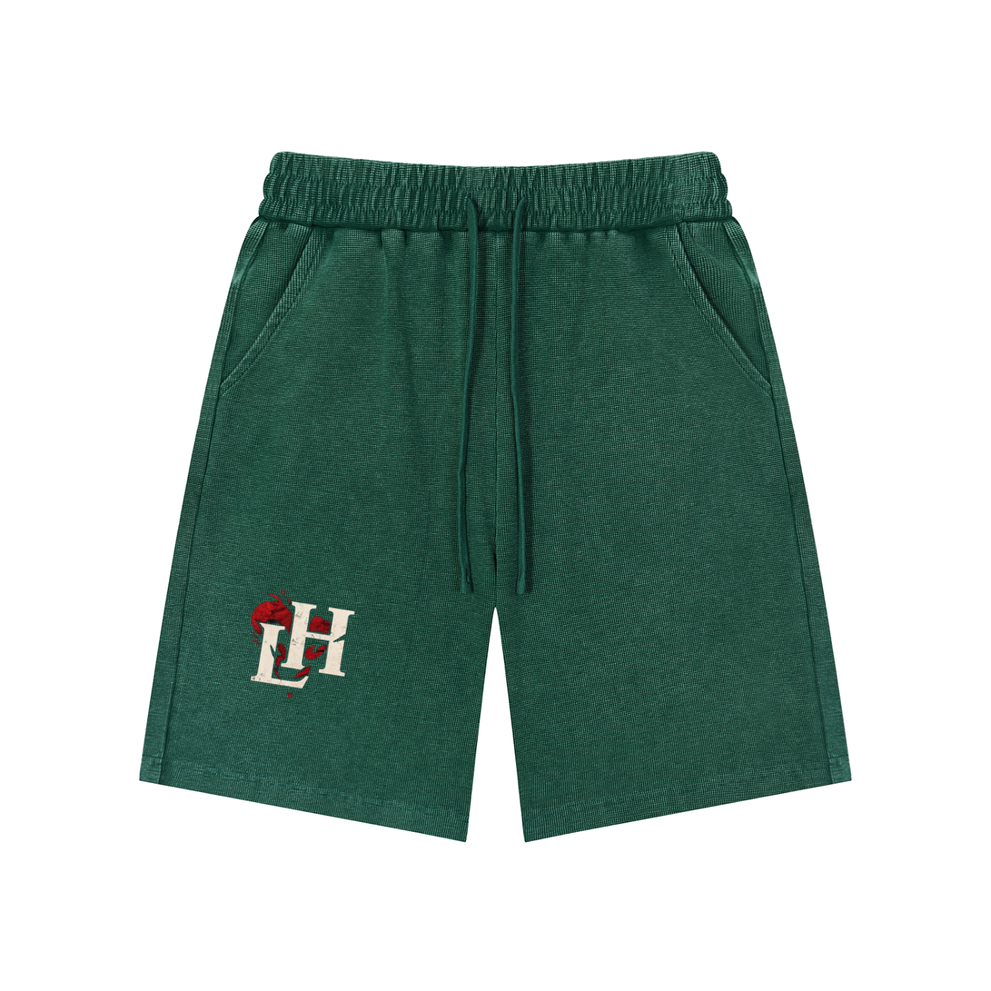 Men Mineral Wash Waffle Knit Shorts