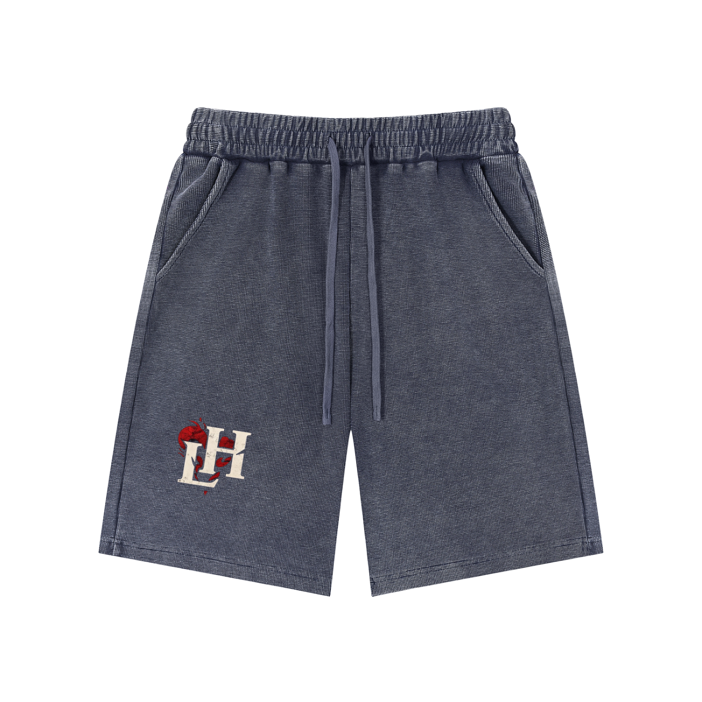 Men Mineral Wash Waffle Knit Shorts